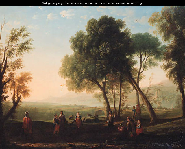 An Italianate river landscape with figures dancing in a glade - Claude Lorrain (Gellee)