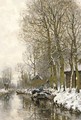 Along a snowcovered stream - Petrus Paulus Schiedges