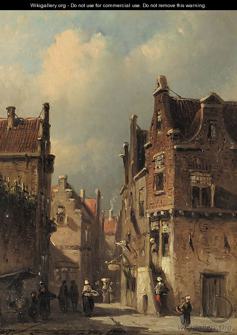 Townsfolk in a street - Pieter Gerard Vertin