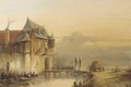 Infantrists on a bridge entering a castle - Pieter Gerard Vertin