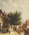 A market stall along a canal in summer - Pieter Gerard Vertin