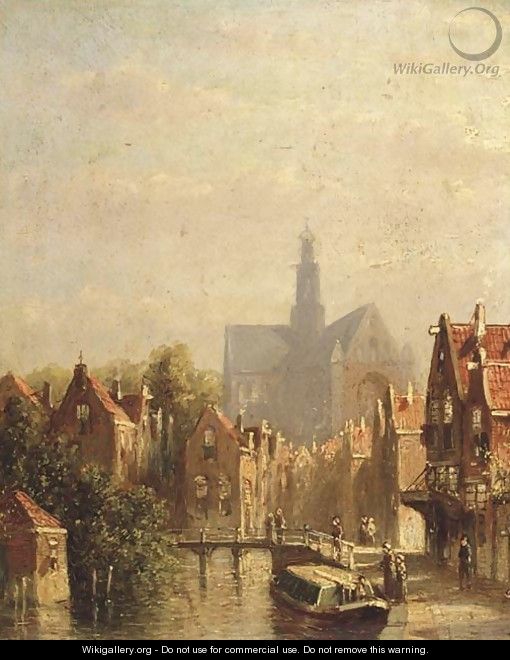 A canal scene in a Dutch town - Pieter Gerard Vertin