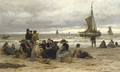 The arrival of the fleet fisher-folk on the beach - Philippe Lodowyck Jacob Sadee