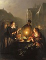 A Moonlit Vegetable Market - Petrus Van Schendel