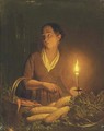 A girl at the night market - Petrus Van Schendel