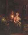 A Family in a candlelit Interior - Petrus Van Schendel