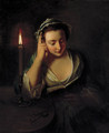 A young girl reading by candlelight - Philipe Mercier