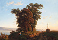 A sunlit Landscape with a stone Cross - Picart De Chez