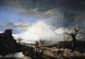 Two men hawking in an extensive landscape - Philips Wouwerman