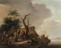 Peasants merrymaking by a river - Philips Wouwerman