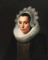 Portrait of a lady, half-length, in a black dress with a gold-embroidered black stomacher, in a ruff and lace headdress - Paulus Moreelse
