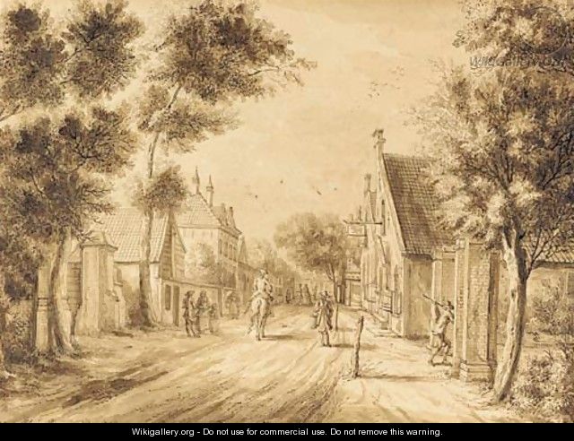 A view of the Herenstraat, Voorburg, seen from Oosteinde - Paulus Constantin La Fargue