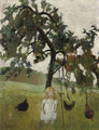 Elsbeth mit Huthnern unter Apfelbaum - Paula Modersohn-Becker