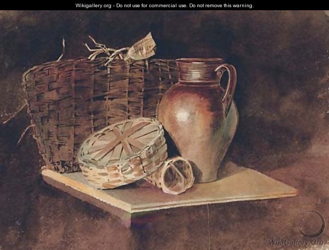 Still-life with a jug and wicker baskets - Peter de Wint