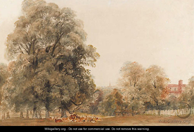 A herd of deer resting beneath a tree, Greenwich Park - Peter de Wint
