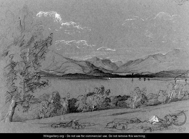 A lake view, possibly Buttermere from Crummock Water - Peter de Wint