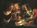 Soldiers playing cards by candlelight - Peter Wtewael