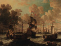 Dutch men-o'-war in choppy waters - Petrus van der Velden