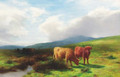 Highland cattle by a burn - Peter Graham