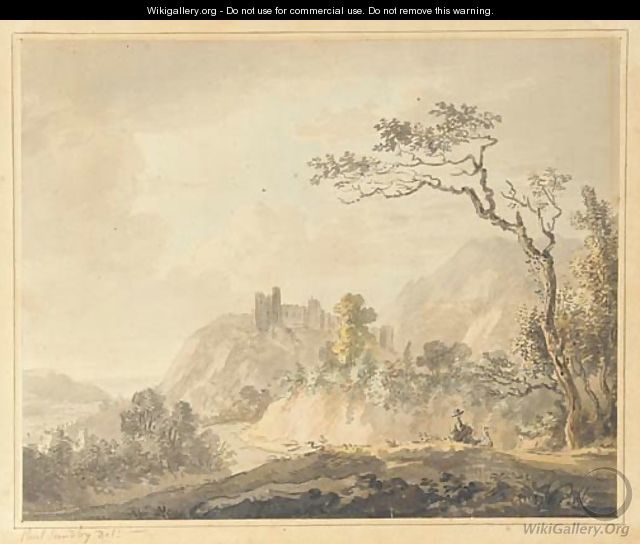 Italianate landscape with a figure in the foreground - Paul Sandby