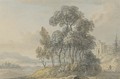 A shepherd driving his flock before a Scottish castle - Paul Sandby