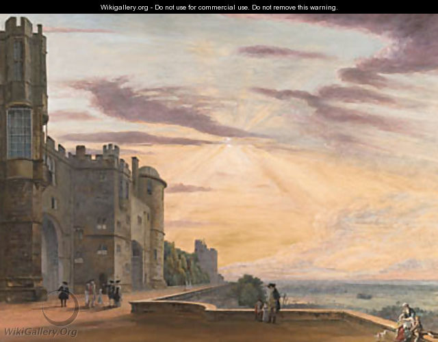 The North Terrace of Windsor Castle looking west - Paul Sandby