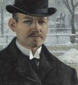 Self-portrait, Nytorv in Winter - Paul-Gustave Fischer