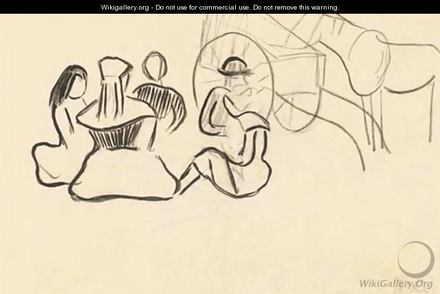 Groupe breton assis et carriole - Paul Gauguin