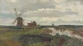 Windmills in a polder landscape - Paul Joseph Constantine Gabriel