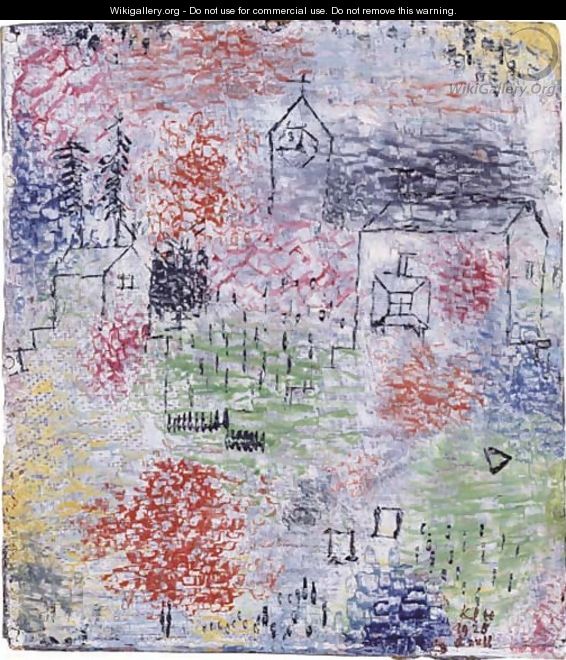 Kleine Landschaft mit der Dorfkirche - Paul Klee