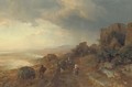 Figures on a Track in an Italian Coastal Landscape - Oswald Achenbach