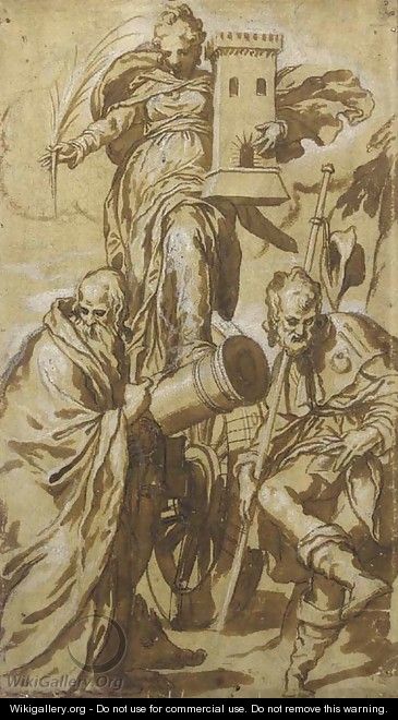 Saint Barbara with Saint Anthony Abbot and Saint Roch - Paolo Farinati