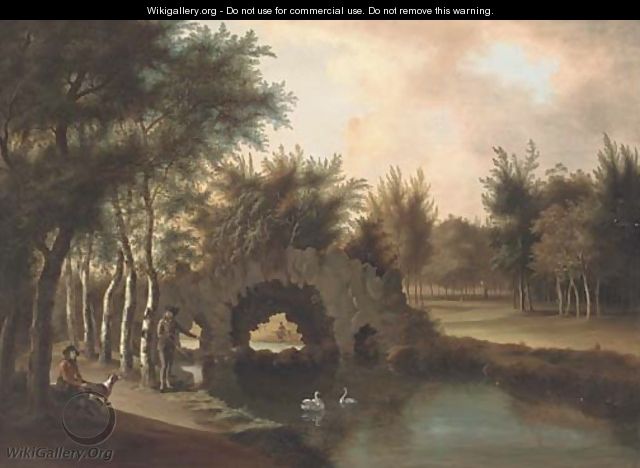 Sportsmen by a river in a wooded landscape - Paul Huysmans