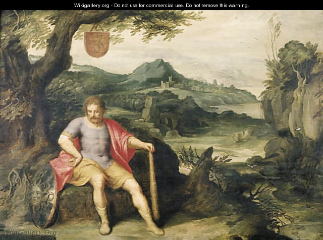 Hercules seated at the foot of a tree in a landscape - Otto van Veen
