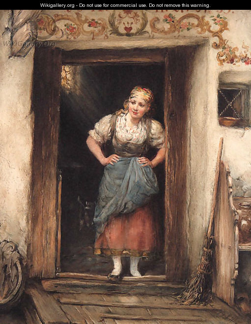 A young Maid in a Doorway - Otto Piltz