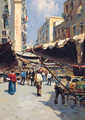 A Market before the Entrance to a Town - Alberto Pasini