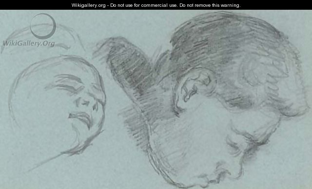 Etudes de tetes Paul Cezanne fils et un enfant - Paul Cezanne