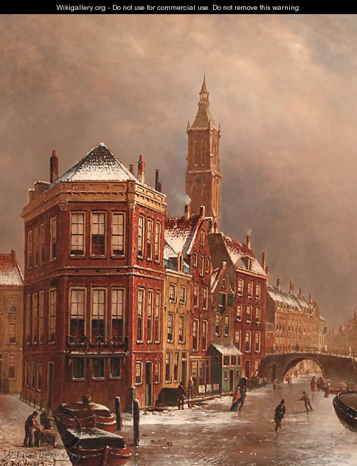 Kolkje, Amsterdam, in winter - Oene Romkes De Jongh