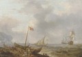 A Mediterranean coastal scene with sailing boats and fishermen on the beach - Olivier Lemay
