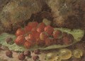 Strawberries, raspberries and gooseberries on a mossy bank - Oliver Clare