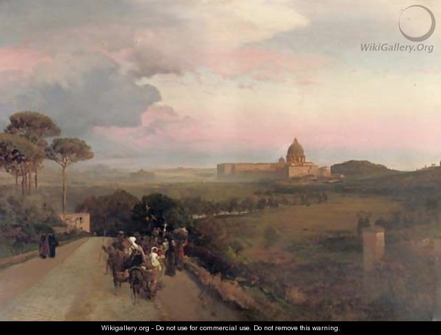 Pilgrims on the Via Cassia, Rome - Oswald Achenbach