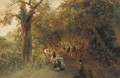 An evening stroll on the road to Castel Gandolfo, Italy - Oswald Achenbach