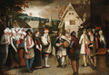 A wedding procession through a town - Nicolas Baullery