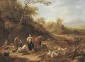 An extensive wooded landscape with the meeting of Granida and Daifilo - Nicolaes Berchem