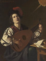 A musician, identified as Saint Genesius, playing a lute - Nicolas Tournier