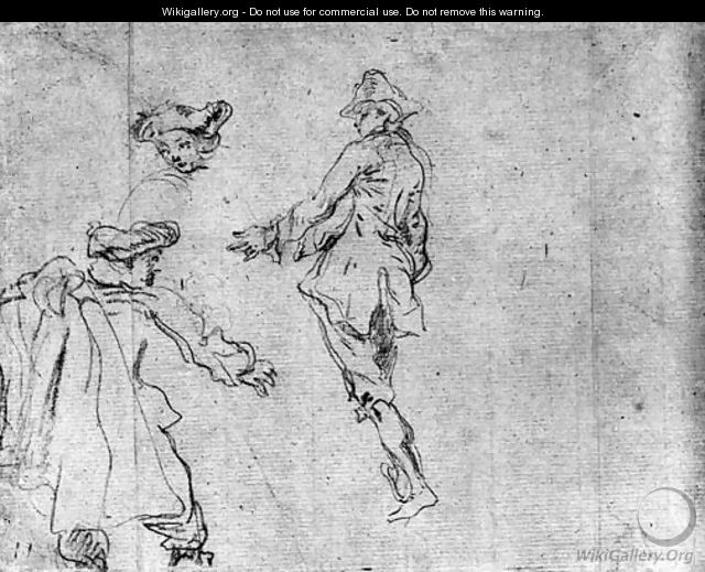 Two Figures seen from behind and a Study of a Head - Nicolas Lancret
