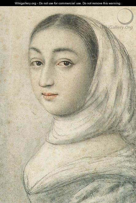Portrait of a young Woman wearing a Scarf - Nicolas Lagneau