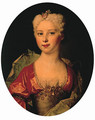 Portrait of Marie-Elisabeth Pommyer (born c.1712), half-length, in a red and grey dress and wrap - Nicolas de Largilliere