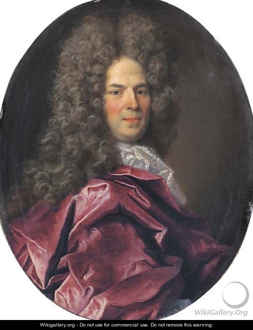 Portrait of a Gentleman, bust-length, in a red cloak - Nicolas de Largilliere