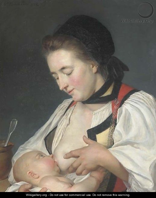 A Mother feeding her child - Nicolas Benjamin Delapierre